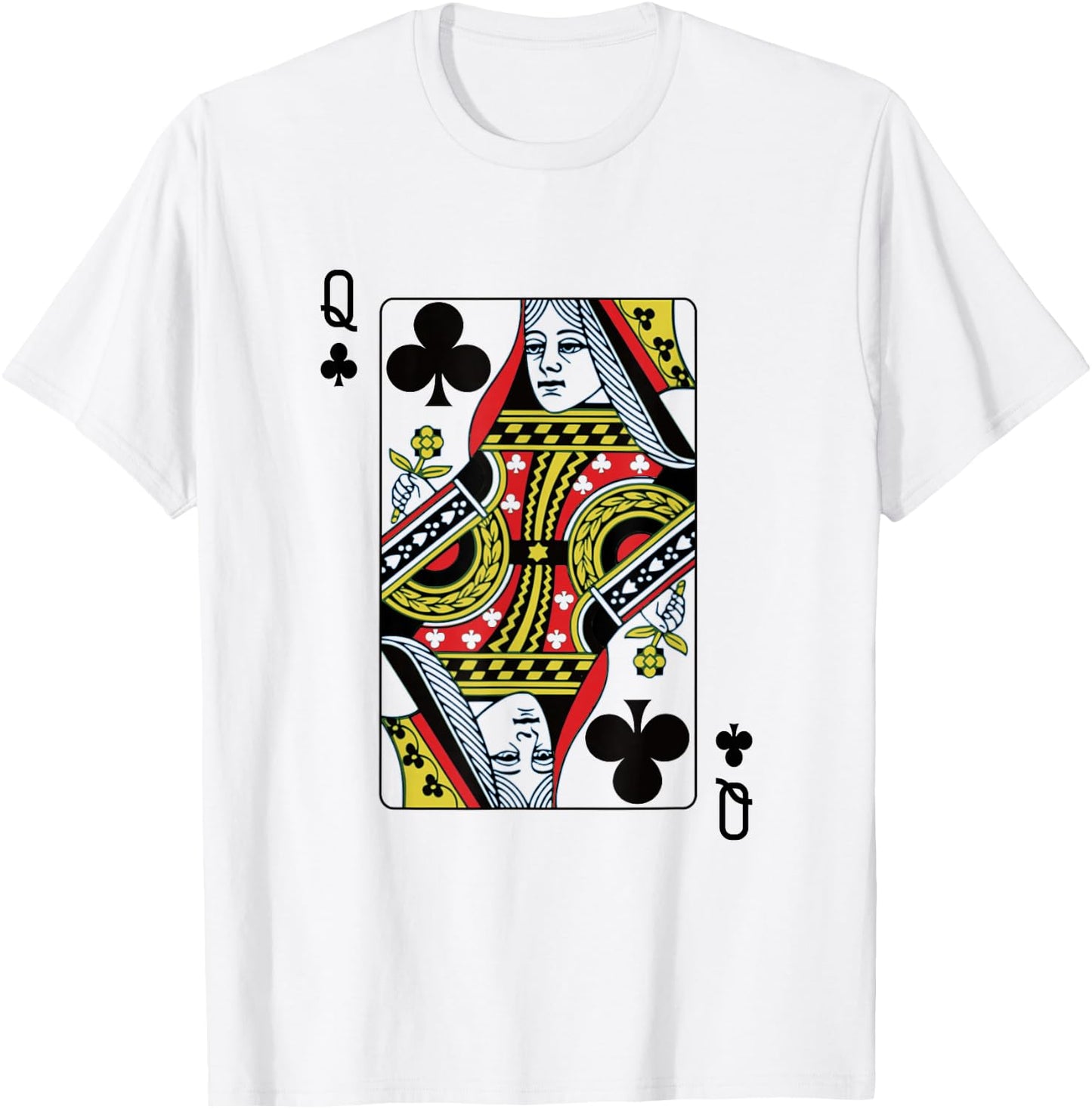 Queen Of The Clubs Playing Card Poker T-Shirt - T-Shirt | White