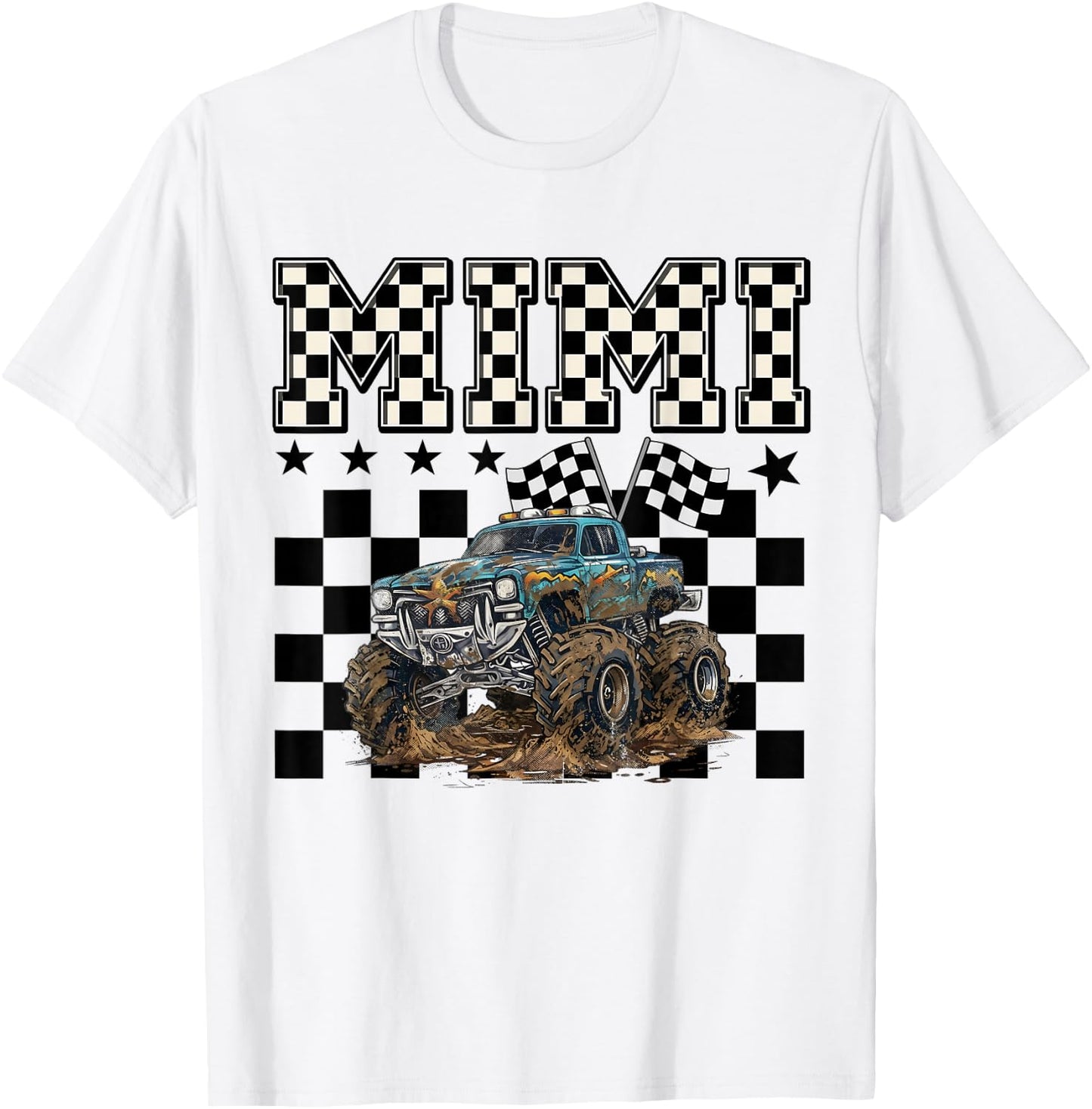 Mimi Retro Monster Truck Family Crew Birthday Matching T-Shirt - T-Shirt | White