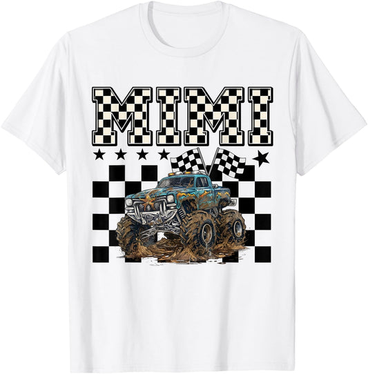 Mimi Retro Monster Truck Family Crew Birthday Matching T-Shirt - T-Shirt | White