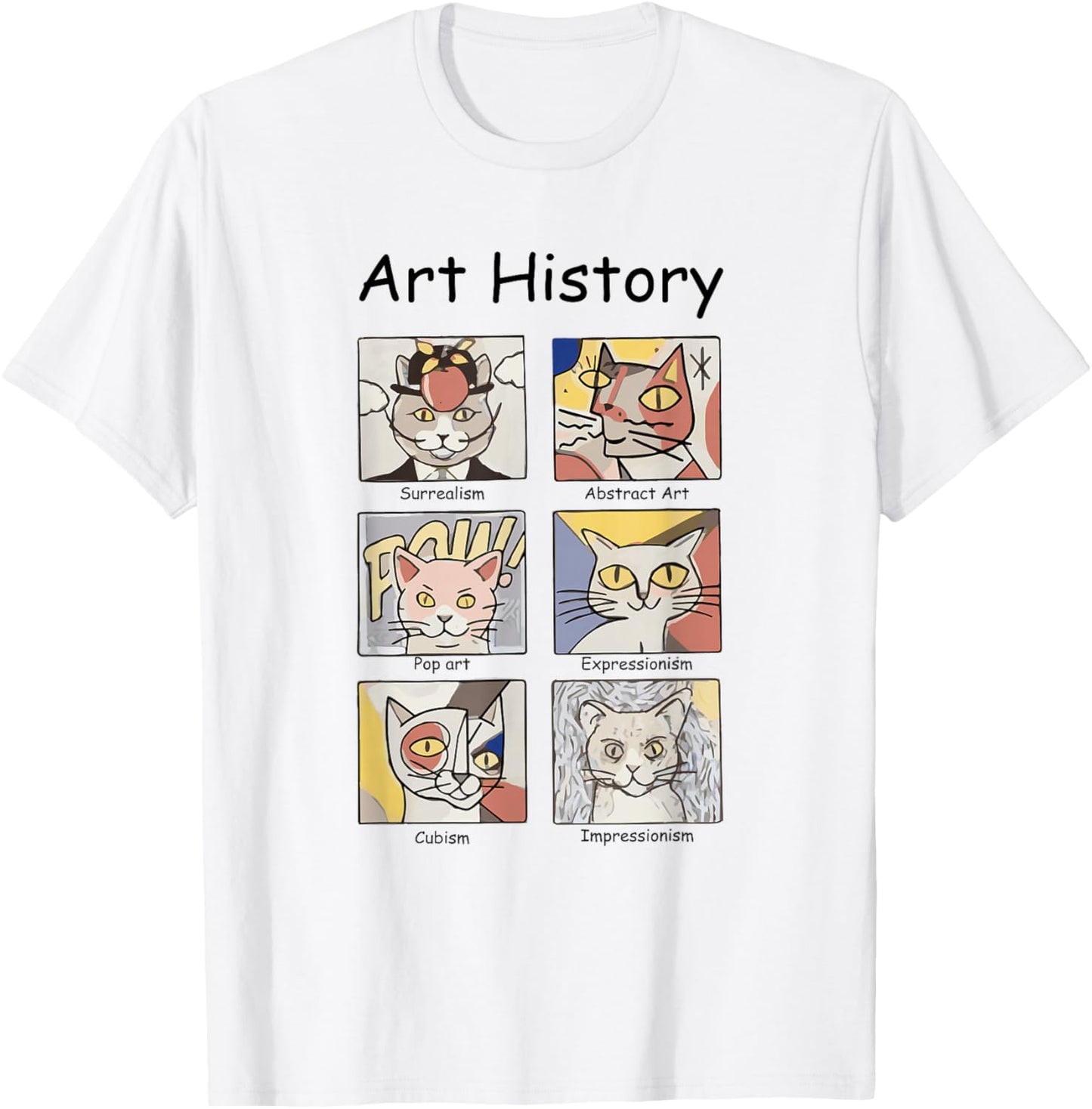 Art History Funny Cat Art Lover Painting Painter Artist T-Shirt - T-Shirt | White