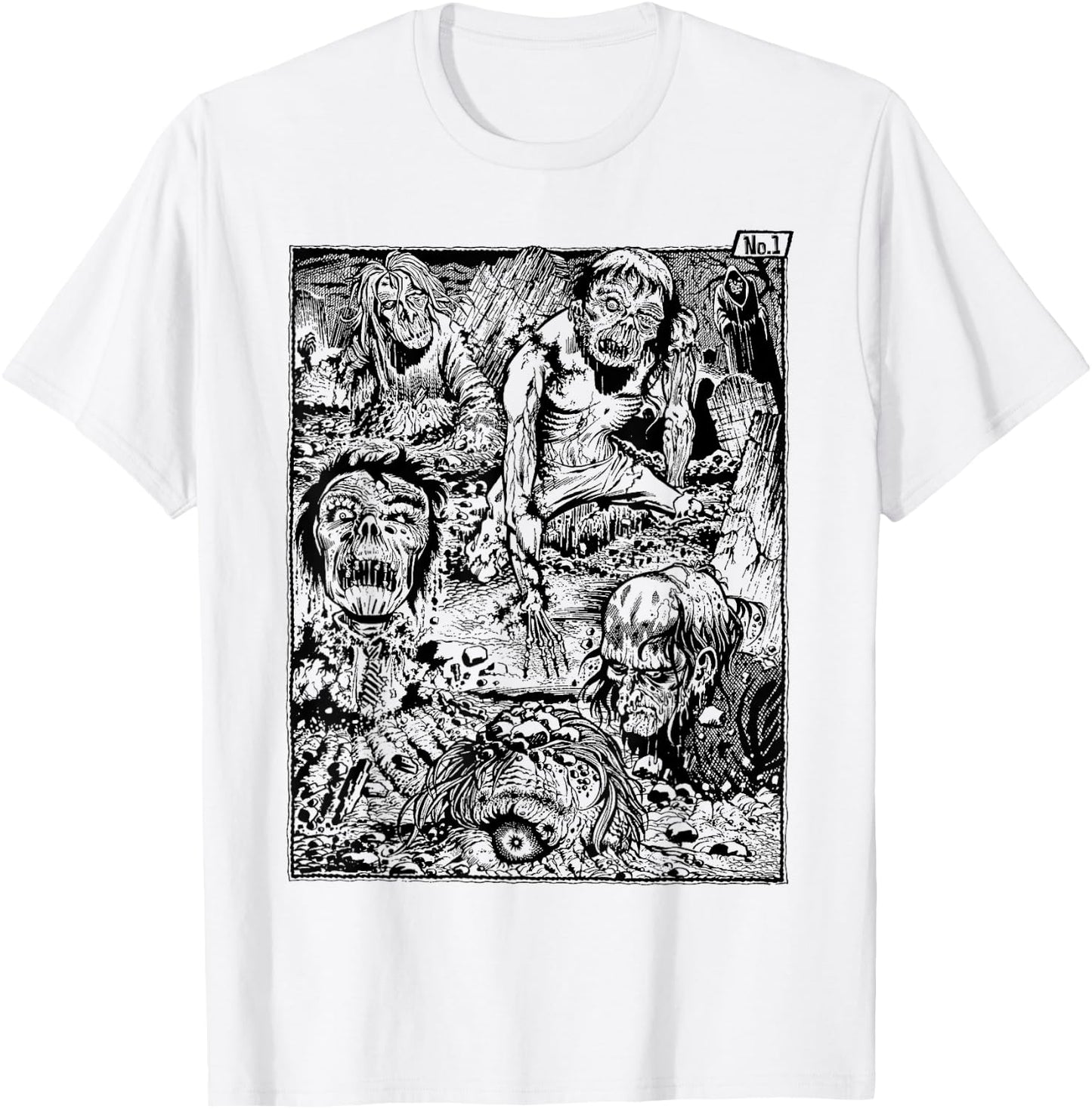 Vintage Zombie Night at the Cemetery The Living Dead T-Shirt - T-Shirt | White