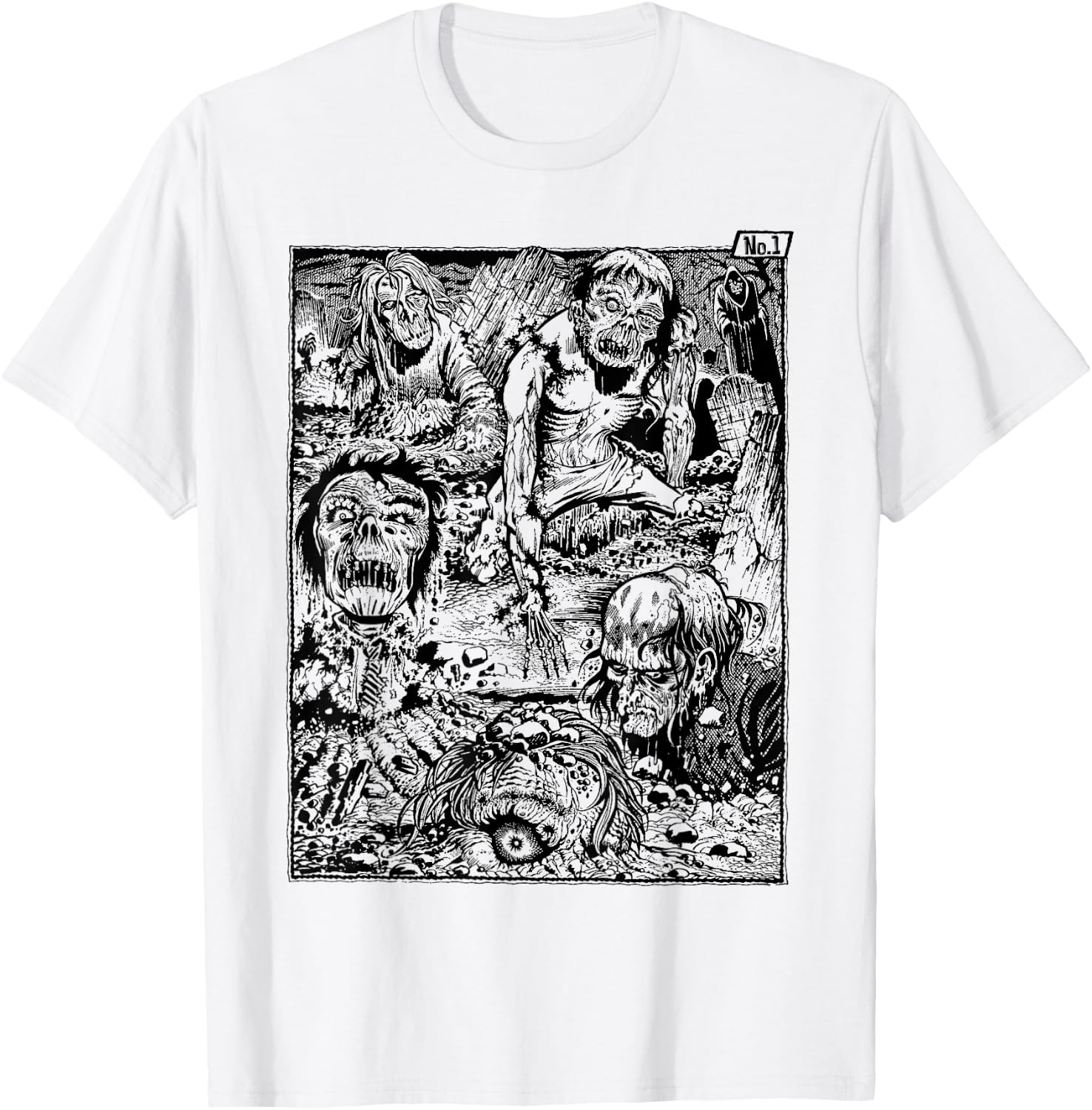 Vintage Zombie Night at the Cemetery The Living Dead T-Shirt - T-Shirt | White