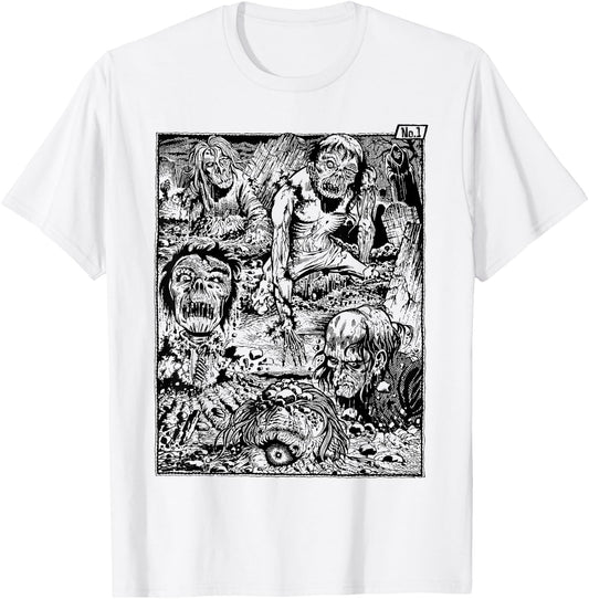 Vintage Zombie Night at the Cemetery The Living Dead T-Shirt - T-Shirt | White