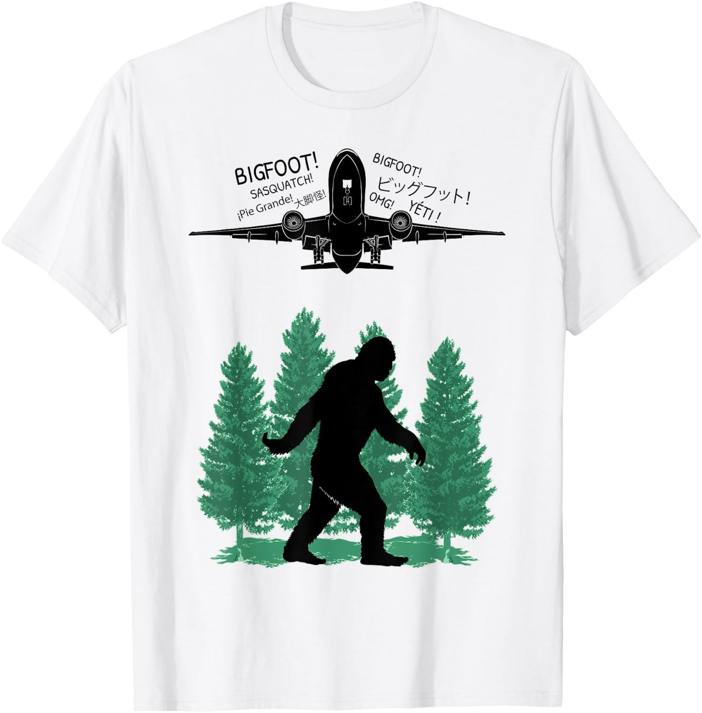 Pilot Stewardess Airplane Passengers Saw Bigfoot Humor Mode T-Shirt - T-Shirt | White