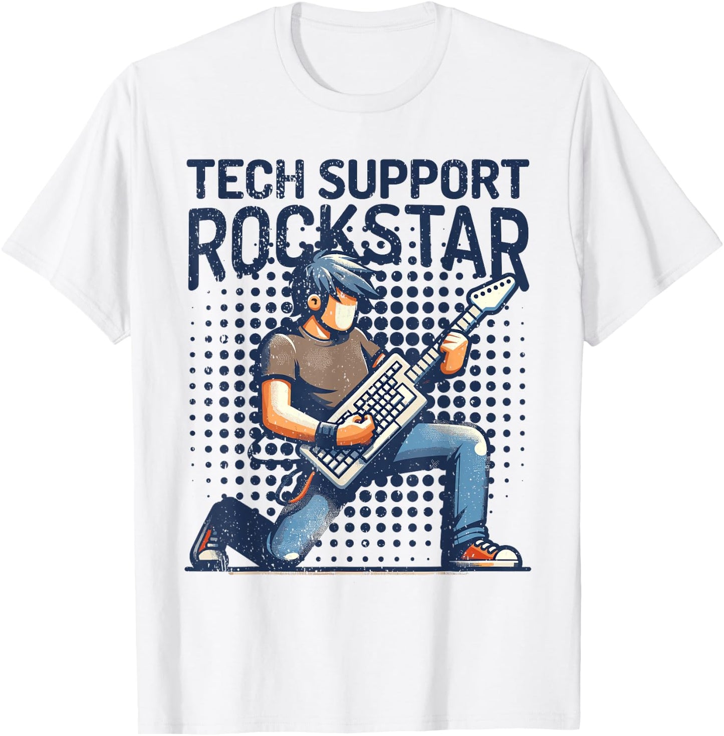 Tech Support Rockstar I Tech Engineer Computer IT Guy T-Shirt - T-Shirt | White