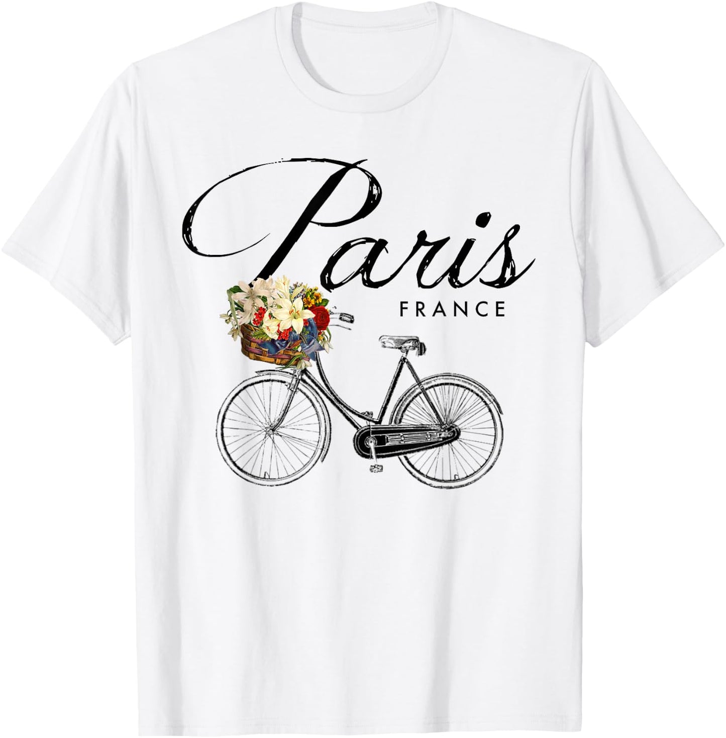 Paris France Souvenir Shirt, Paris Bike Image T-Shirt - T-Shirt | White