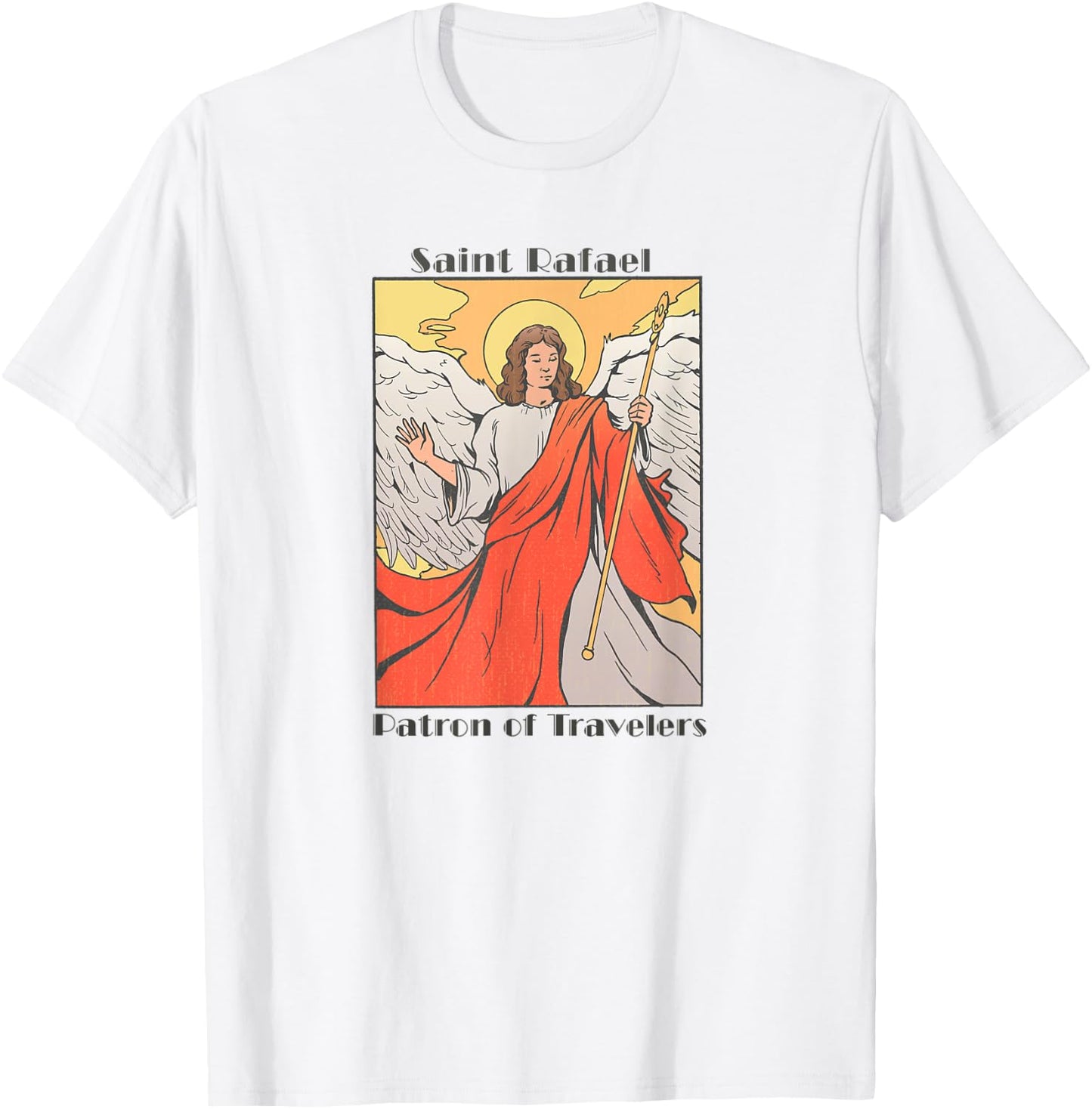 St. Rafael Catholic Archangel Patron Saint of Travel, Travel T-Shirt - T-Shirt | White
