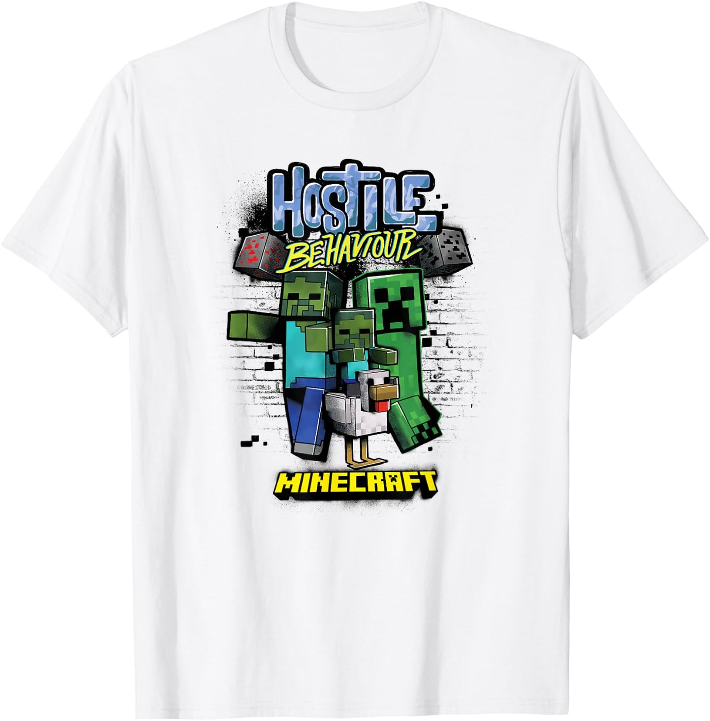 Minecraft Hostile Behaviour Aggressive Mob Group T-Shirt - T-Shirt | White