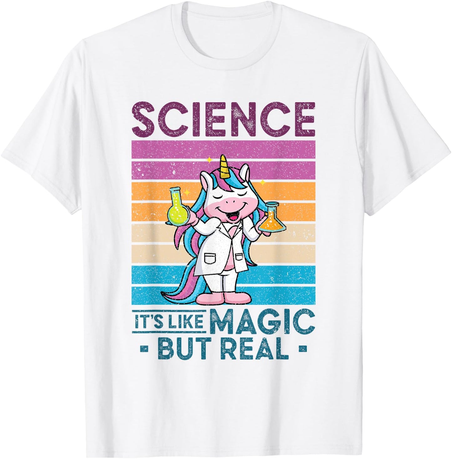 Science It's Like Magic But Real Unicorn Scientist Science T-Shirt - T-Shirt | White