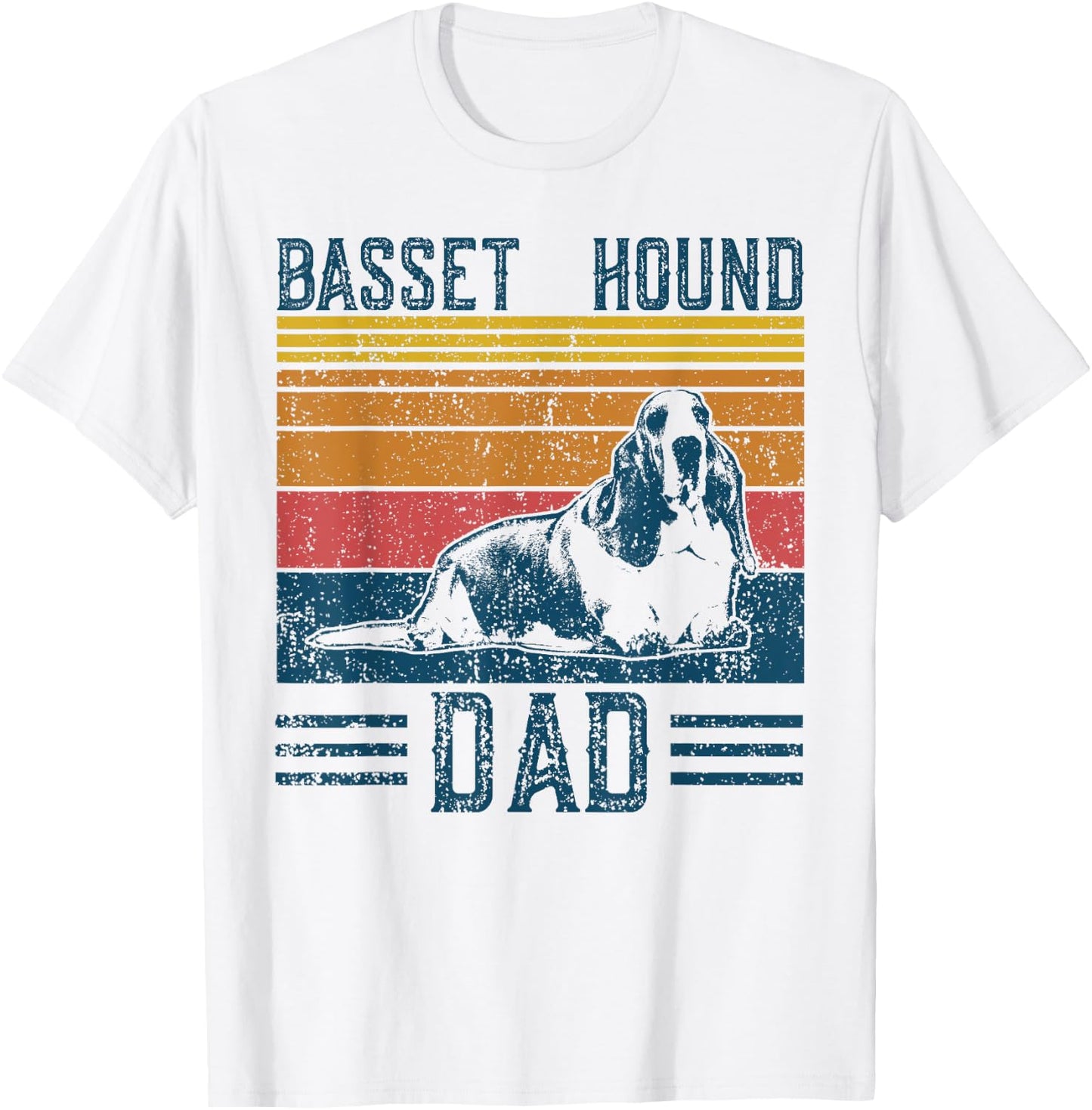 Dog Dad - Vintage Basset Hound Dad T-Shirt - T-Shirt | White