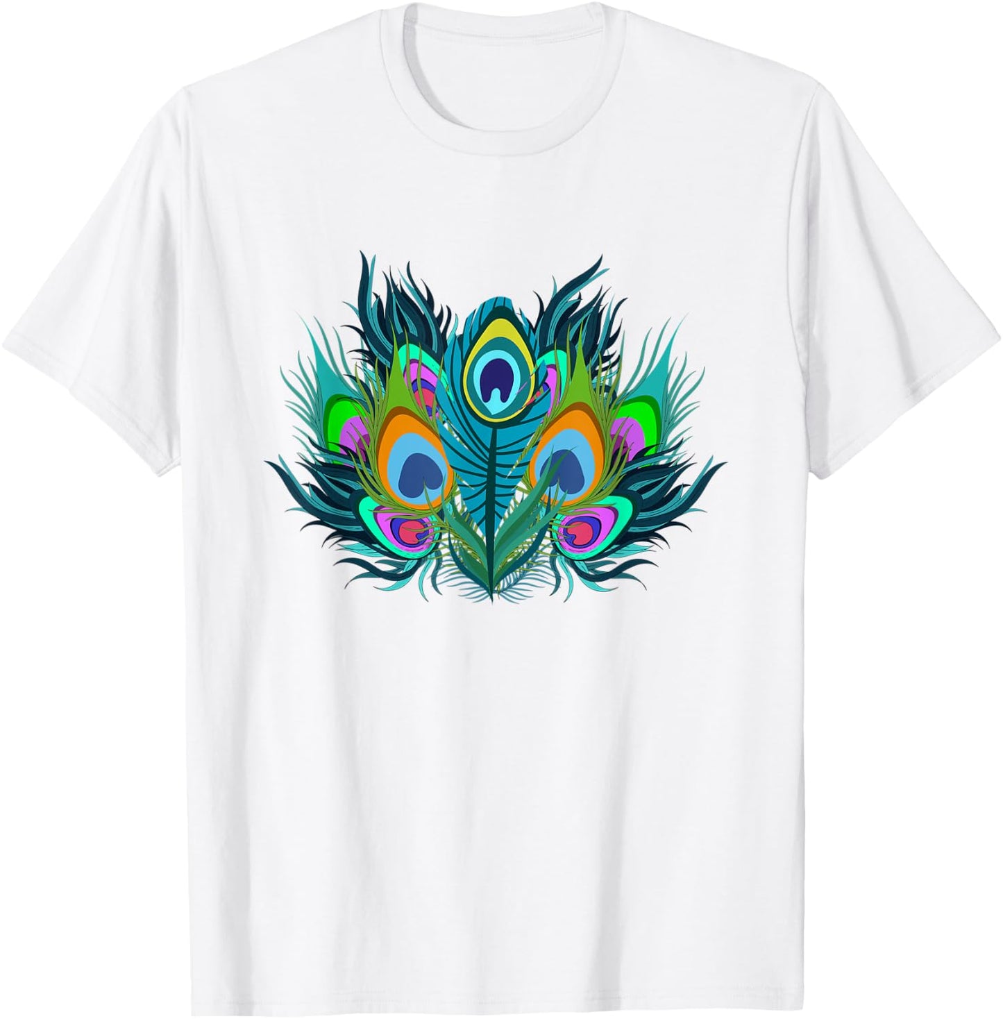 Peacock Feathers Zoo Animal Lover Ornamental Bird Peacock T-Shirt - T-Shirt | White