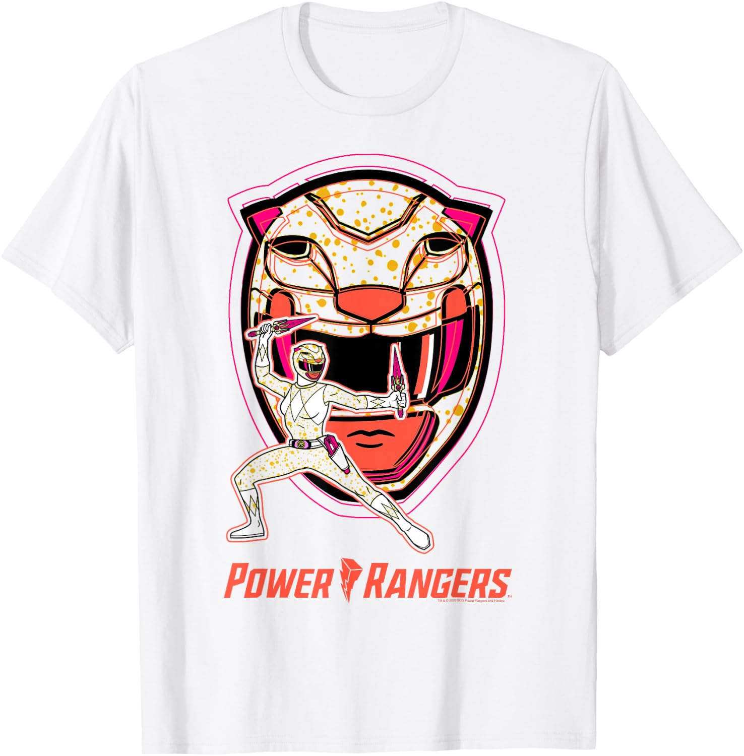Power Rangers Yellow Ranger Icon Fill Helmet Silhouette T-Shirt - T-Shirt | White