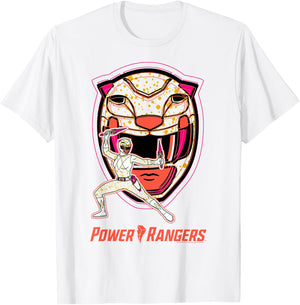 Power Rangers Yellow Ranger Icon Fill Helmet Silhouette T-Shirt - T-Shirt | White