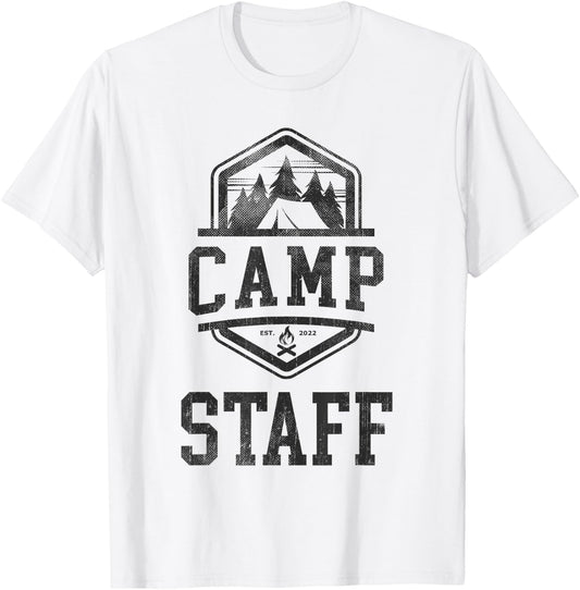 Vintage CAMP STAFF Summer Counselor Crew Camping Director Women Girls Kids T-Shirt - T-Shirt | White