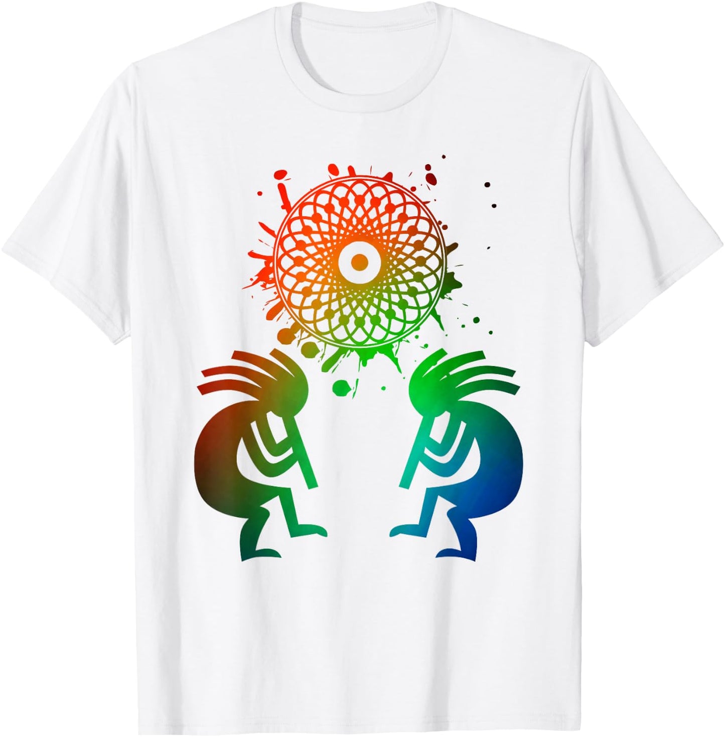 Kokopelli Native American Dream Catcher T-Shirt - T-Shirt | White