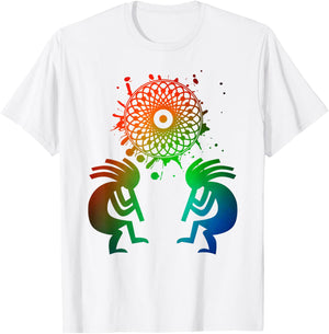 Kokopelli Native American Dream Catcher T-Shirt - T-Shirt | White