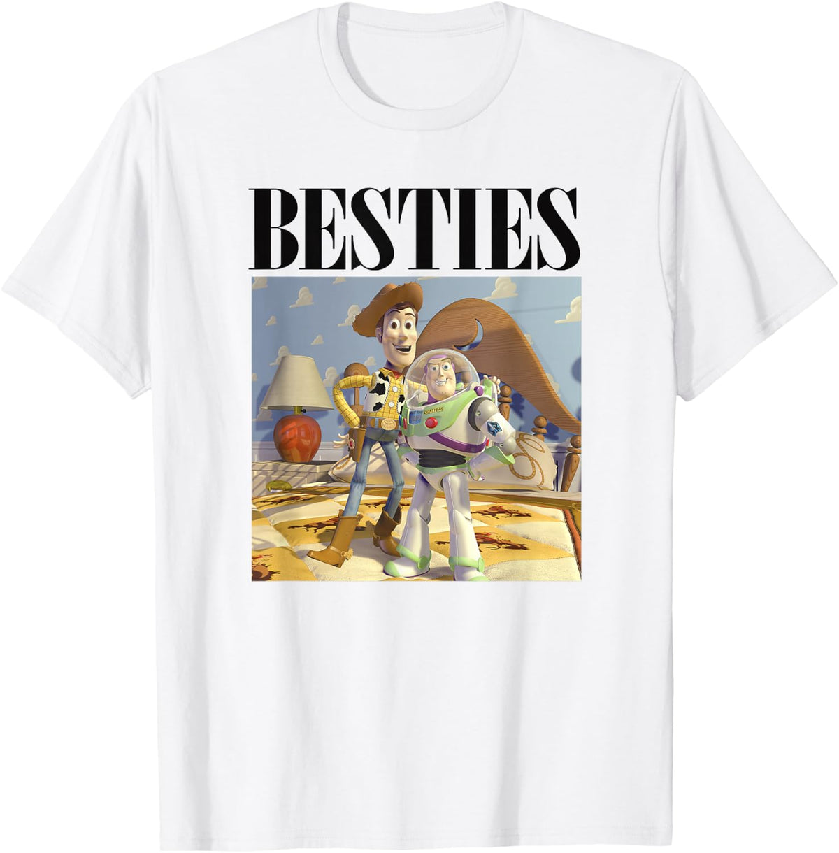 Disney Pixar Toy Story Buzz And Woody Besties Poster T-Shirt - T-Shirt | White