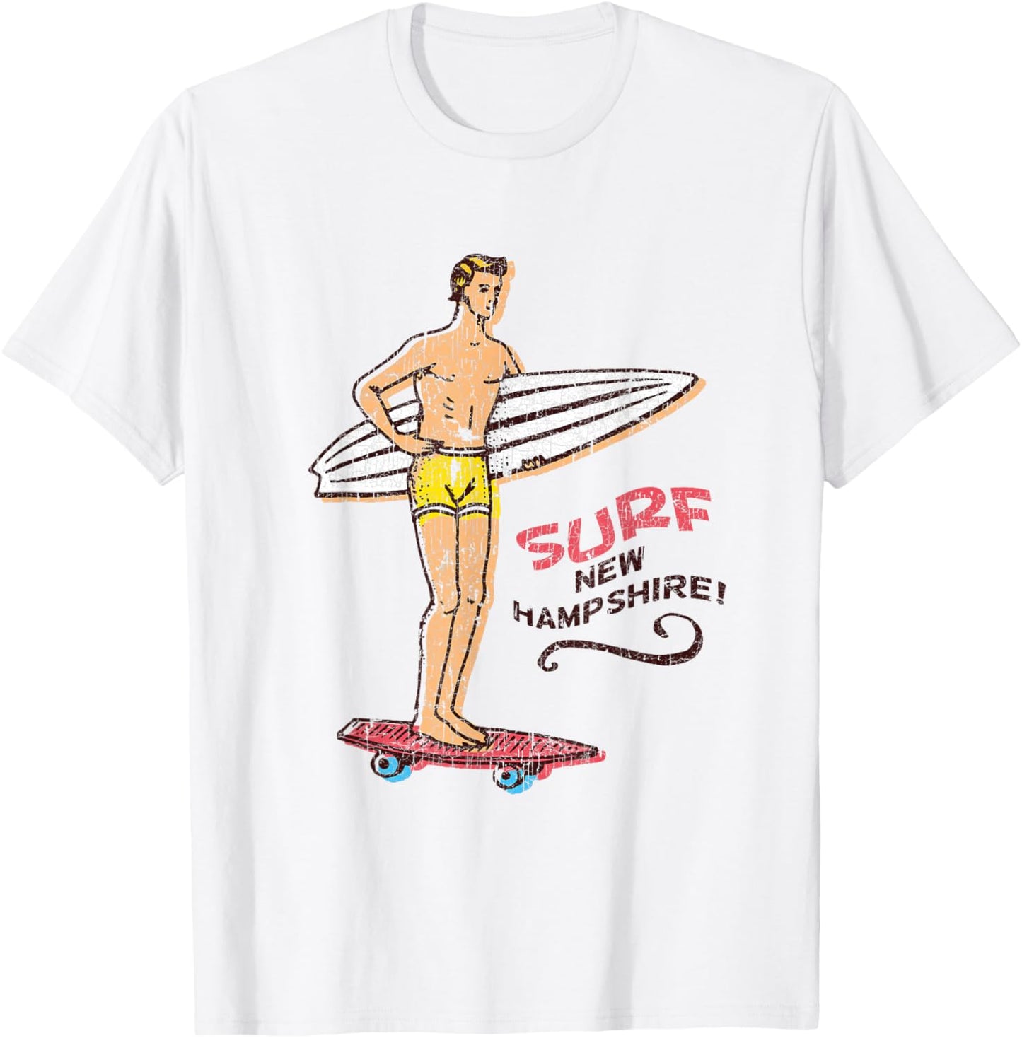 Surf New Hampshire Vintage Surfboard 60s 70s 80s T-Shirt - T-Shirt | White