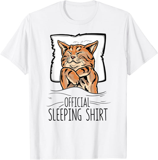 Official Sleeping Shirt Cute Cat nap Sleep Nightgown T-Shirt - T-Shirt | White