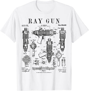 Ray Gun Science Fiction Geek Weapon Vintage Patent Print T-Shirt - T-Shirt | White