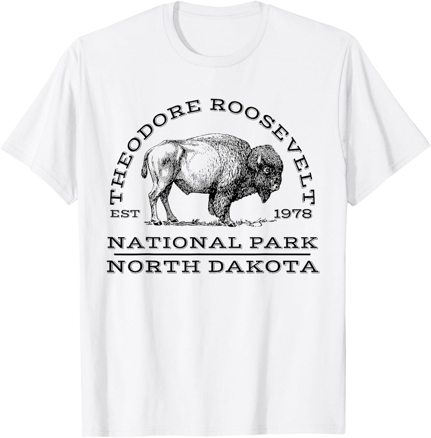 Theodore Roosevelt National Park Buffalo North Dakota Hike , Gray T-Shirt - T-Shirt | White
