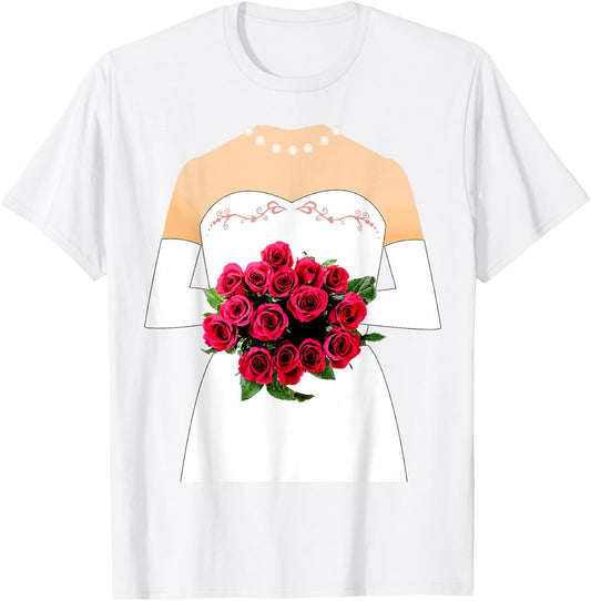 Bridal Gown for Bachelorette Party, Bride Halloween Costume T-Shirt - T-Shirt | White