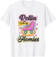 Rolling with My Homies Roller Skate Roller Skater Club Girl T-Shirt - T-Shirt | White