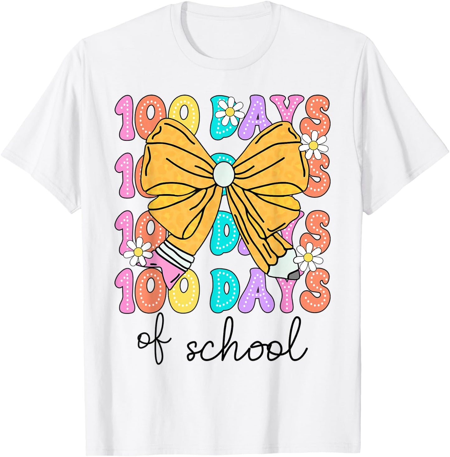 100 Days Of School Coquette Bow 100th Day School Kids Girls T-Shirt - T-Shirt | White