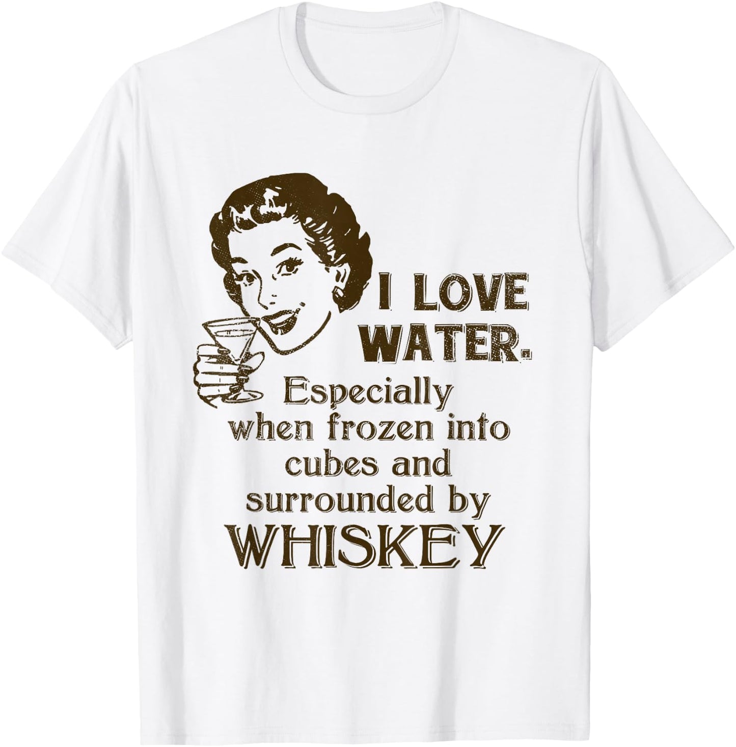 Whiskey Lovers Funny Retro Gag Gift Novelty Graphic T-Shirt - T-Shirt | White
