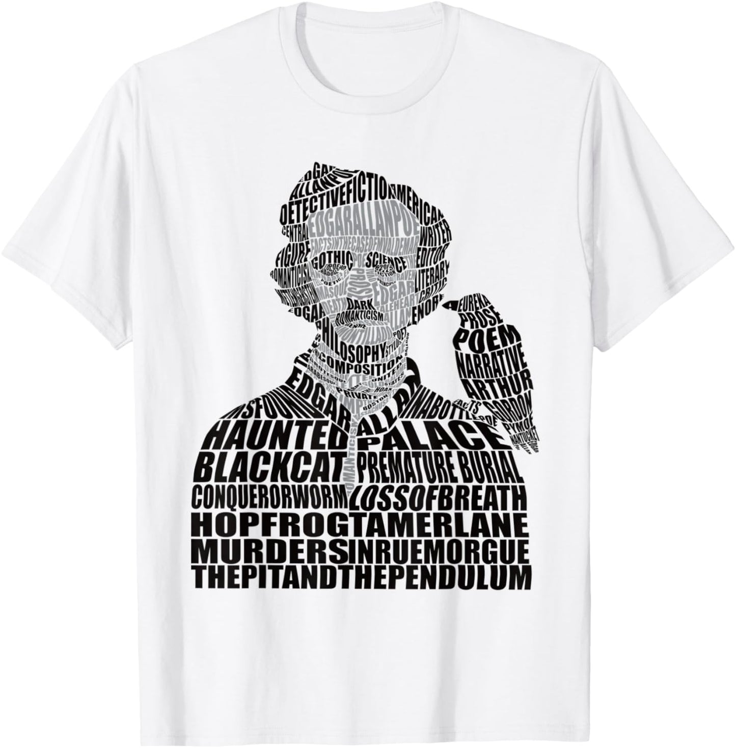 Calligram Edgar Allan Poe Poem Lover Gift T-Shirt - T-Shirt | White