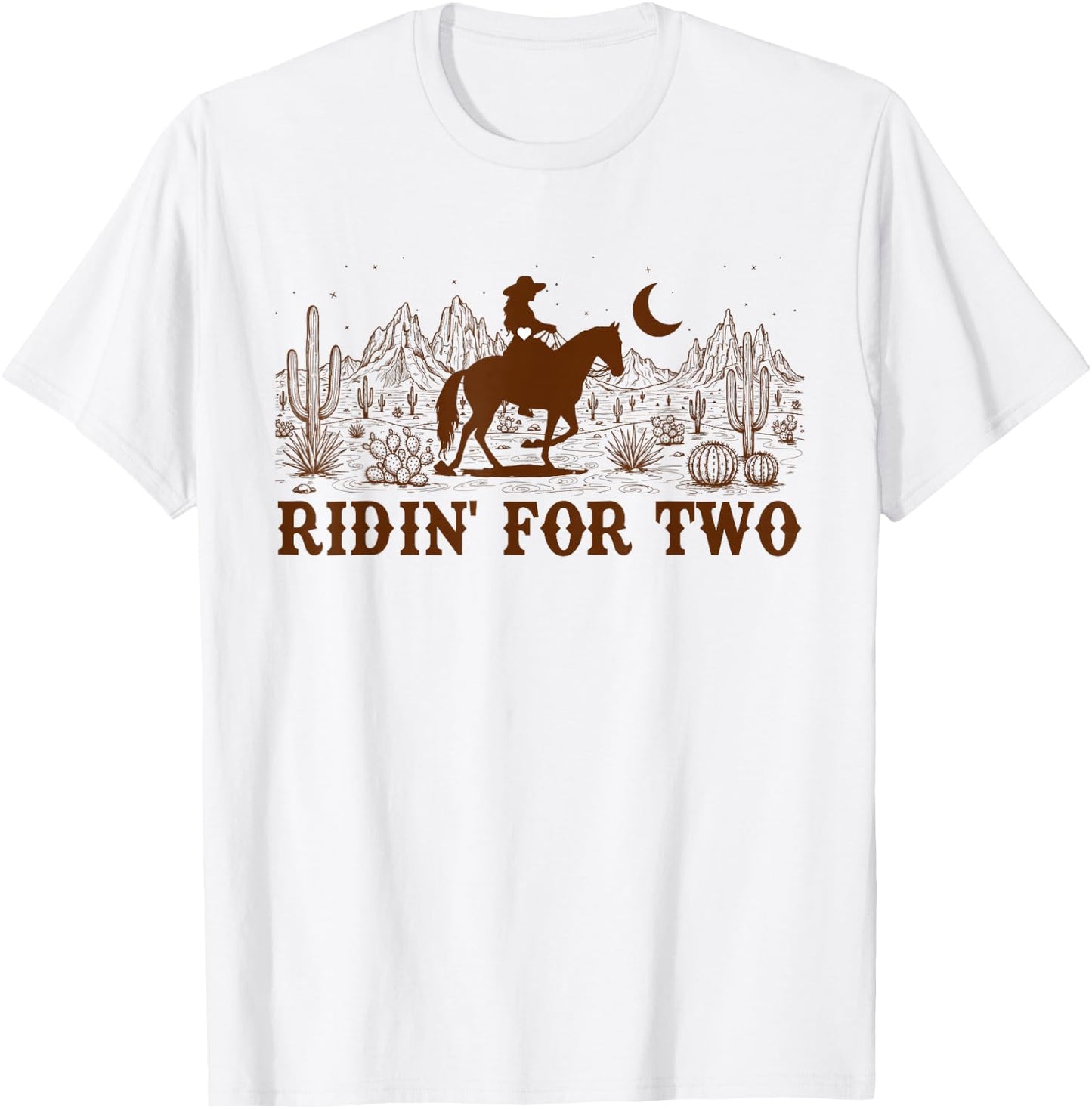 Cowgirls Pregnancy Announcement Western Life Ridin' for Two T-Shirt - T-Shirt | White