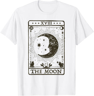 Trendy The Moon Graphic Black White Tarot Card T-Shirt - T-Shirt | White