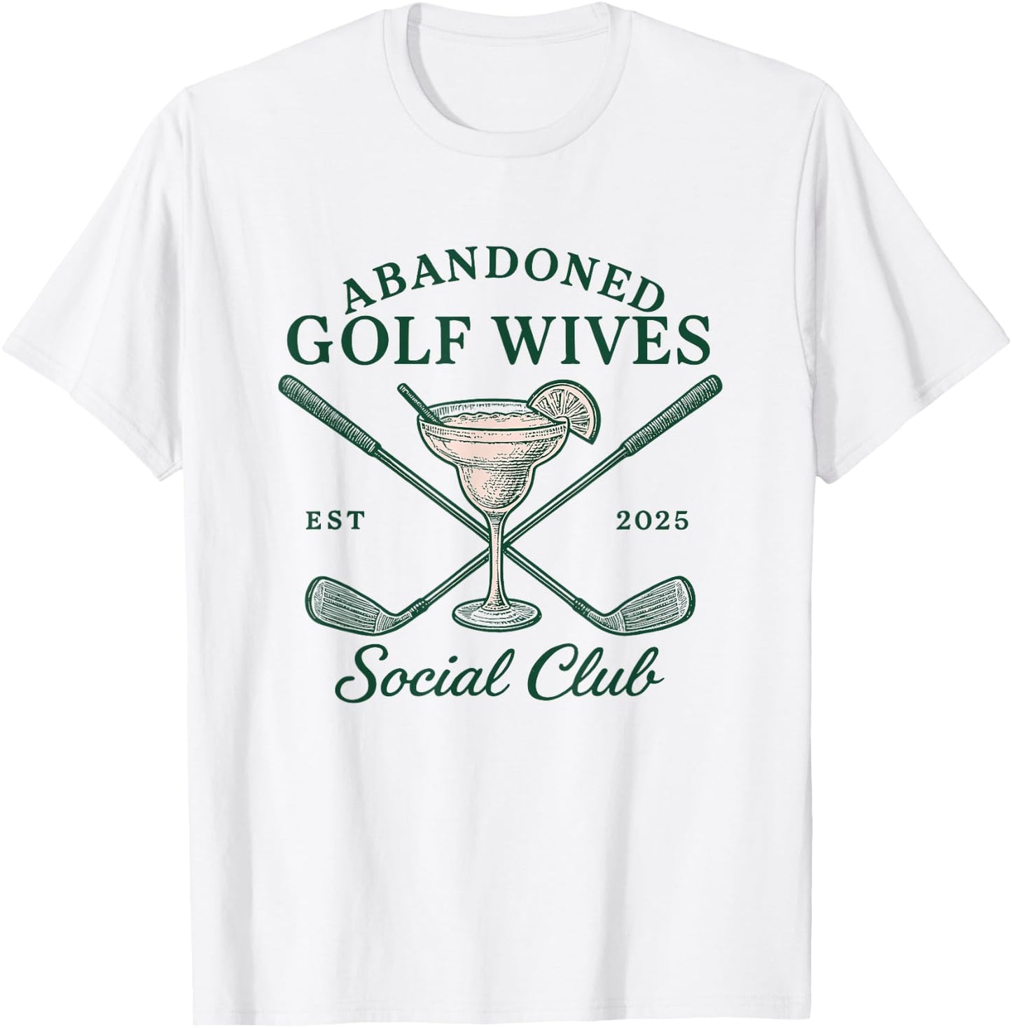 Pink Green Abandoned Golf Wives Social Club T-Shirt - T-Shirt | White