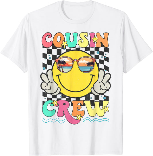 Retro Cousin Crew 2024 Summer Vacation Family Trip Matching T-Shirt - T-Shirt | White