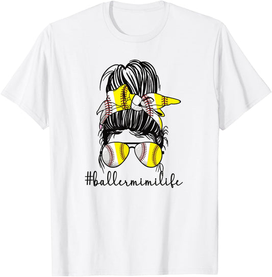 Baller Mimi Life Softball Baseball Mimi Grandma T-Shirt - T-Shirt | White