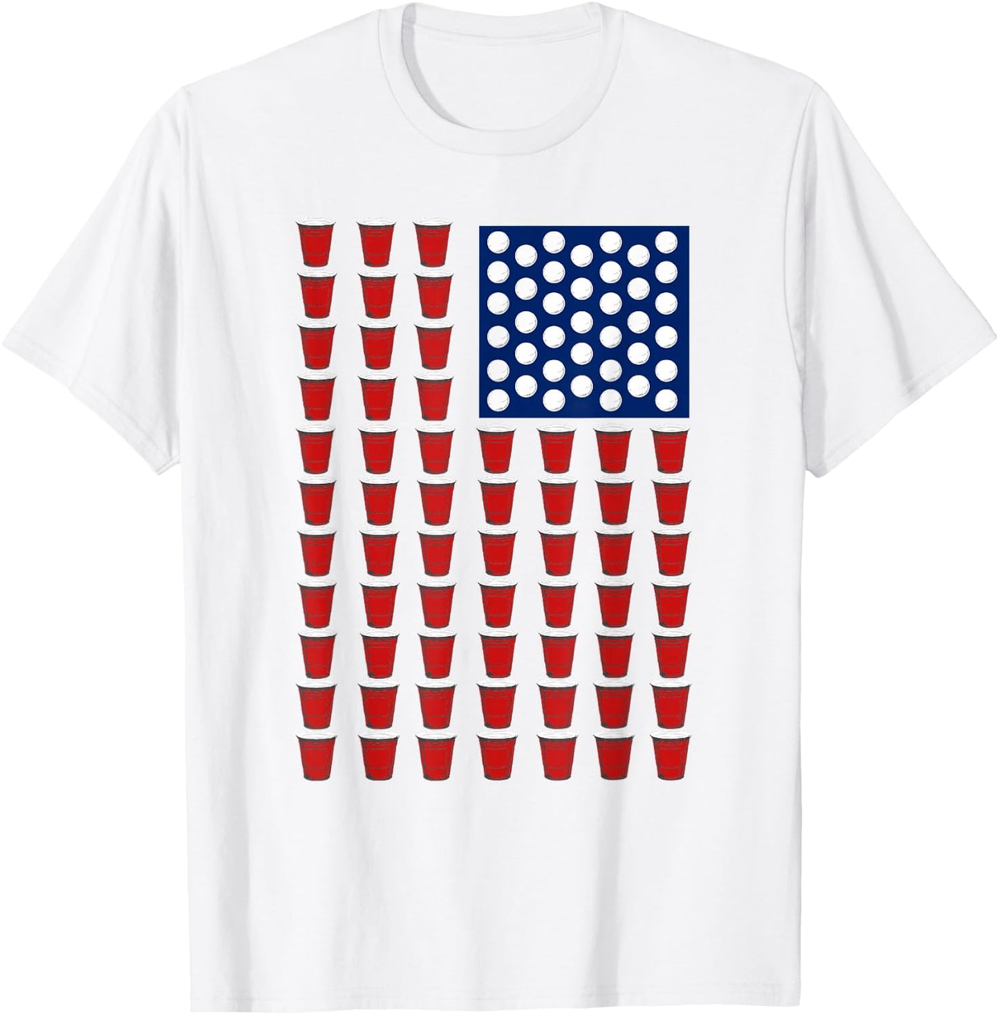 4th of July Trendy Red Solo Cup Beer Pong USA Flag T-Shirt - T-Shirt | White