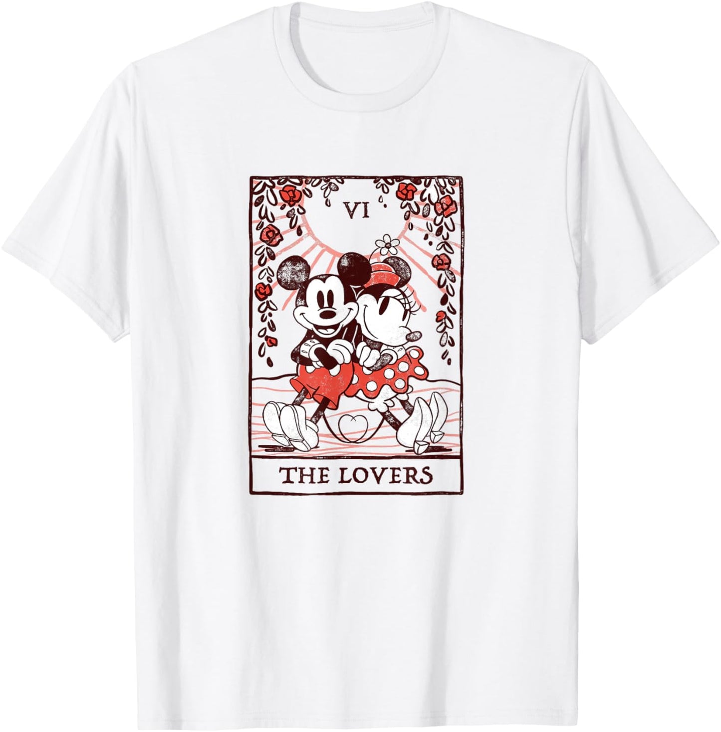 Disney Mickey and Friends Valentine's Day The Lovers Card T-Shirt - T-Shirt | White