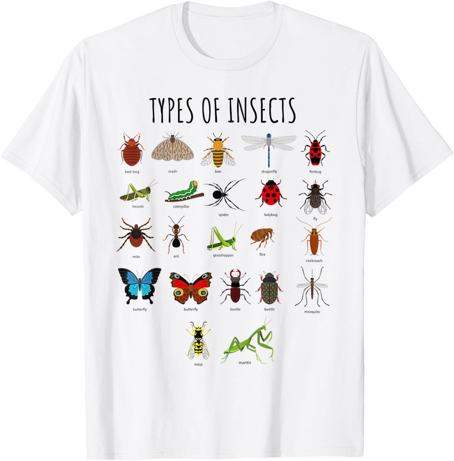 Kids Types of Insects Bug Identification Science T-Shirt - T-Shirt | White
