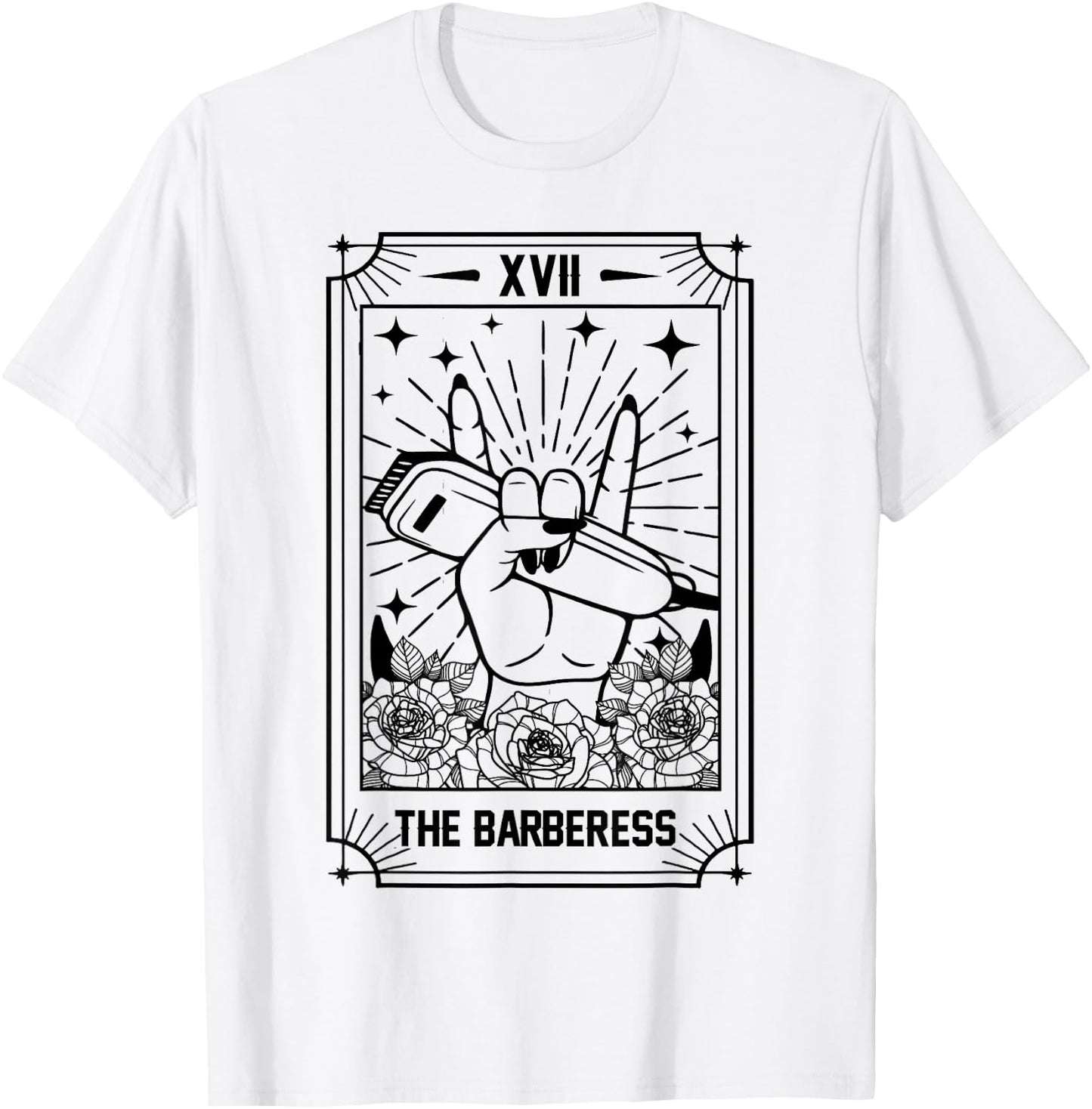 Hairstylist Proud Lady Barber Salon The Barberess Tarot Card T-Shirt - T-Shirt | White