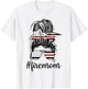 Firefighter Mom Messy Bun Fire Mom Mother Thin Red Line T-Shirt - T-Shirt | White