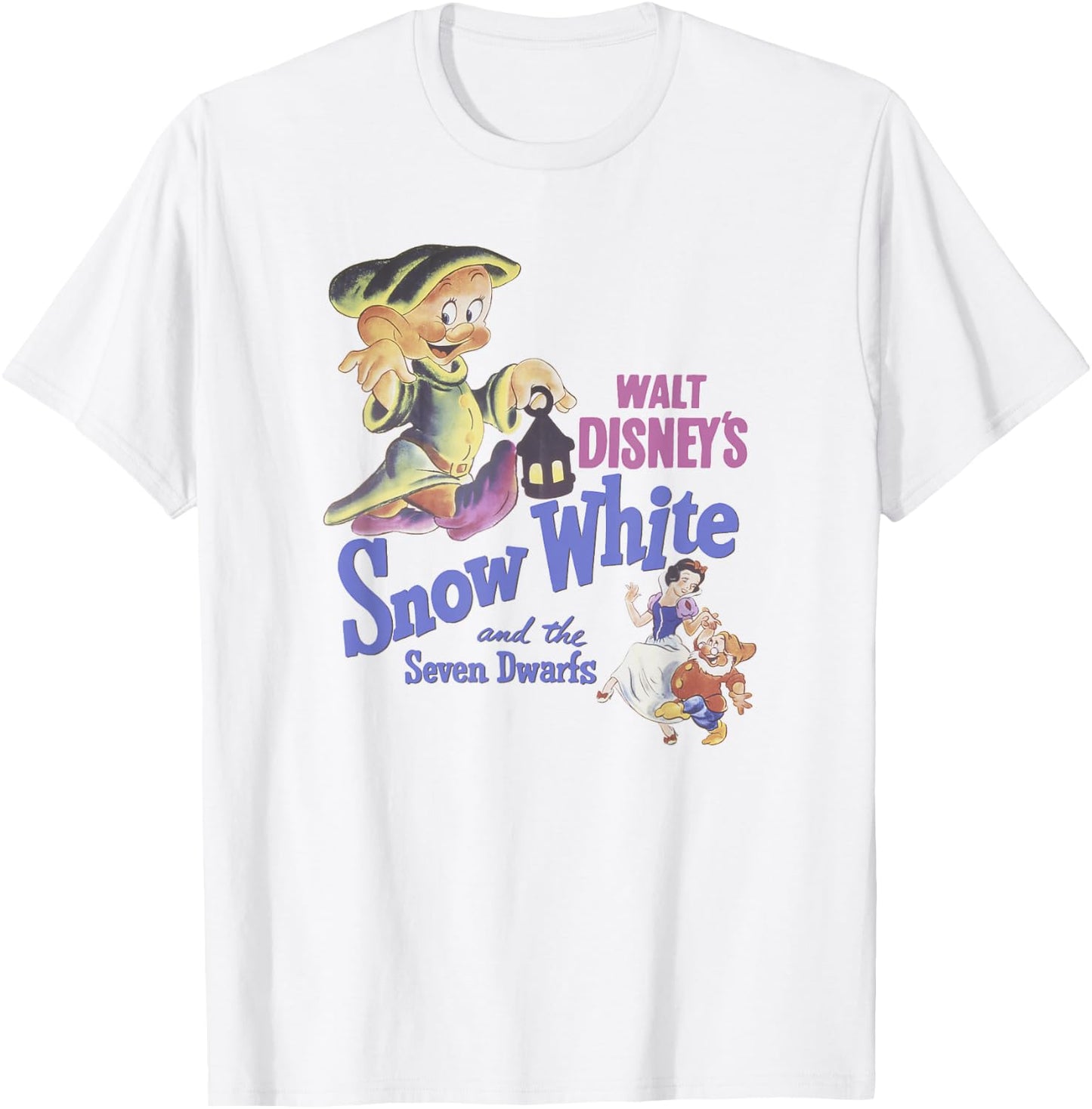 Disney Snow White and The Seven Dwarfs Dopey Movie Poster T-Shirt - T-Shirt | White