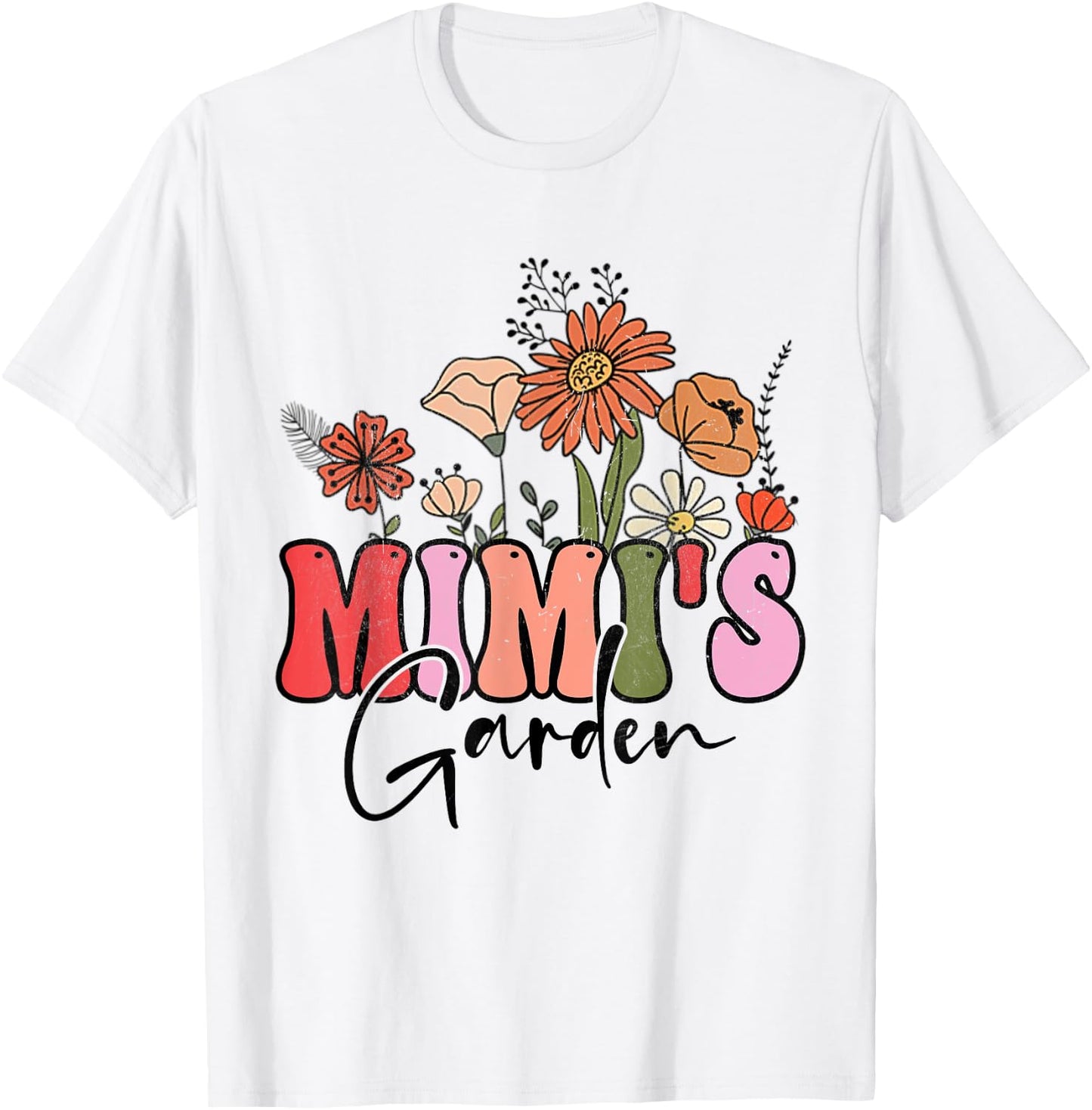 Flowers Groovy Retro Mothers Day Mimi's Garden T-Shirt - T-Shirt | White