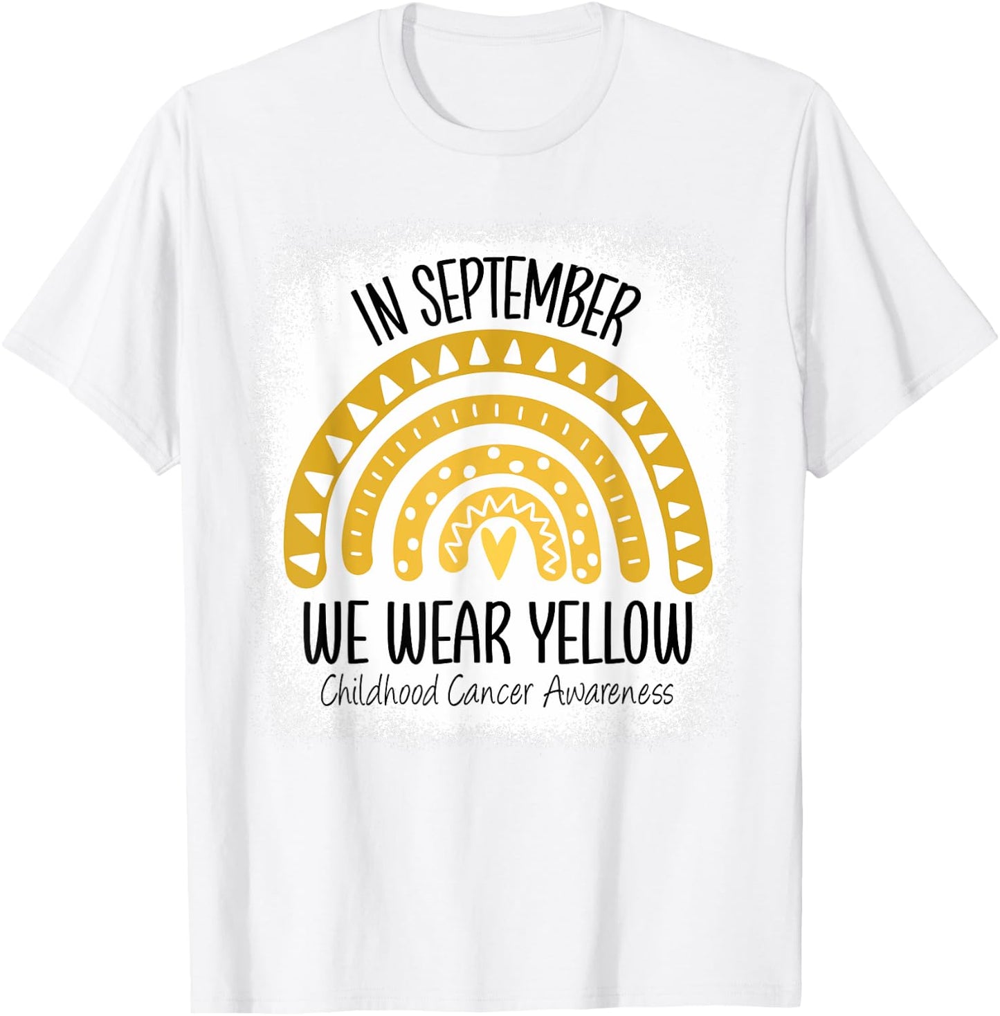 Rainbow September We Wear Yellow Childhood Cancer Awareness T-Shirt - T-Shirt | White