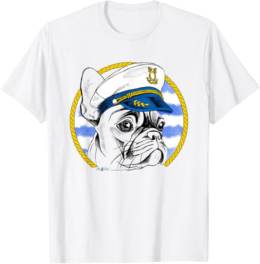 Oh Ship! Nautical French Bulldog T-Shirt - T-Shirt | White