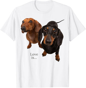Dachshund Shirt Weiner Dog Mom Dad Love Doxie Puppy Cute T-Shirt - T-Shirt | White