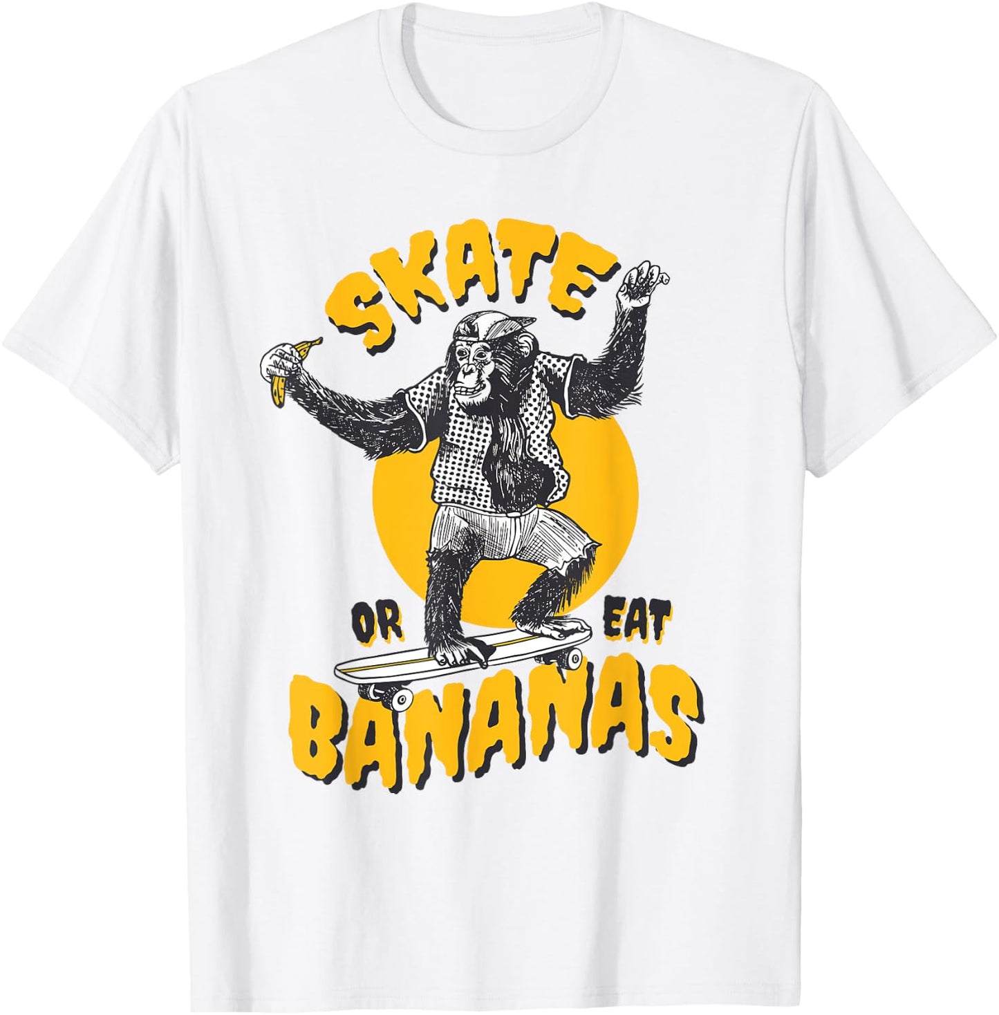 Monkey Skate or eat bananas for Skateboarding T-Shirt - T-Shirt | White