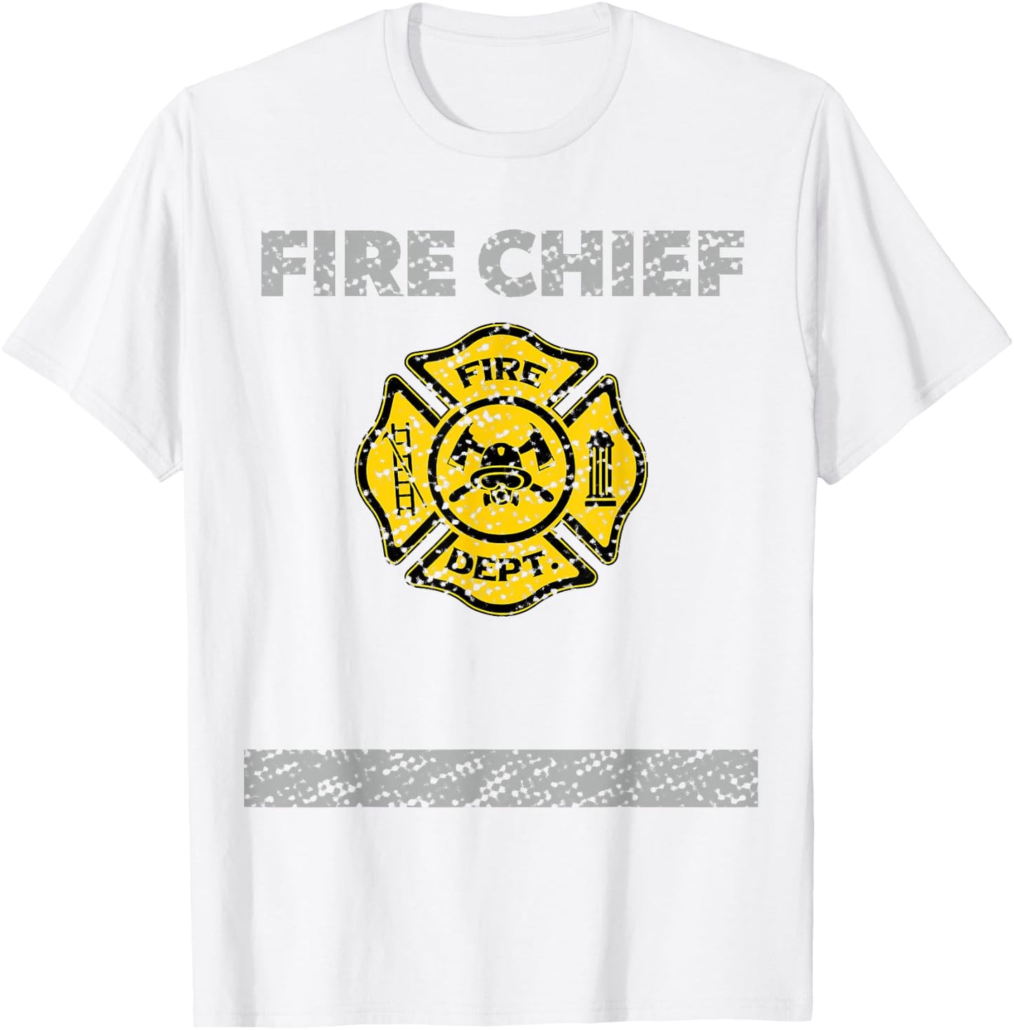 Firefighter Chief Costume Distressed T Shirt Gift T-Shirt - T-Shirt | White