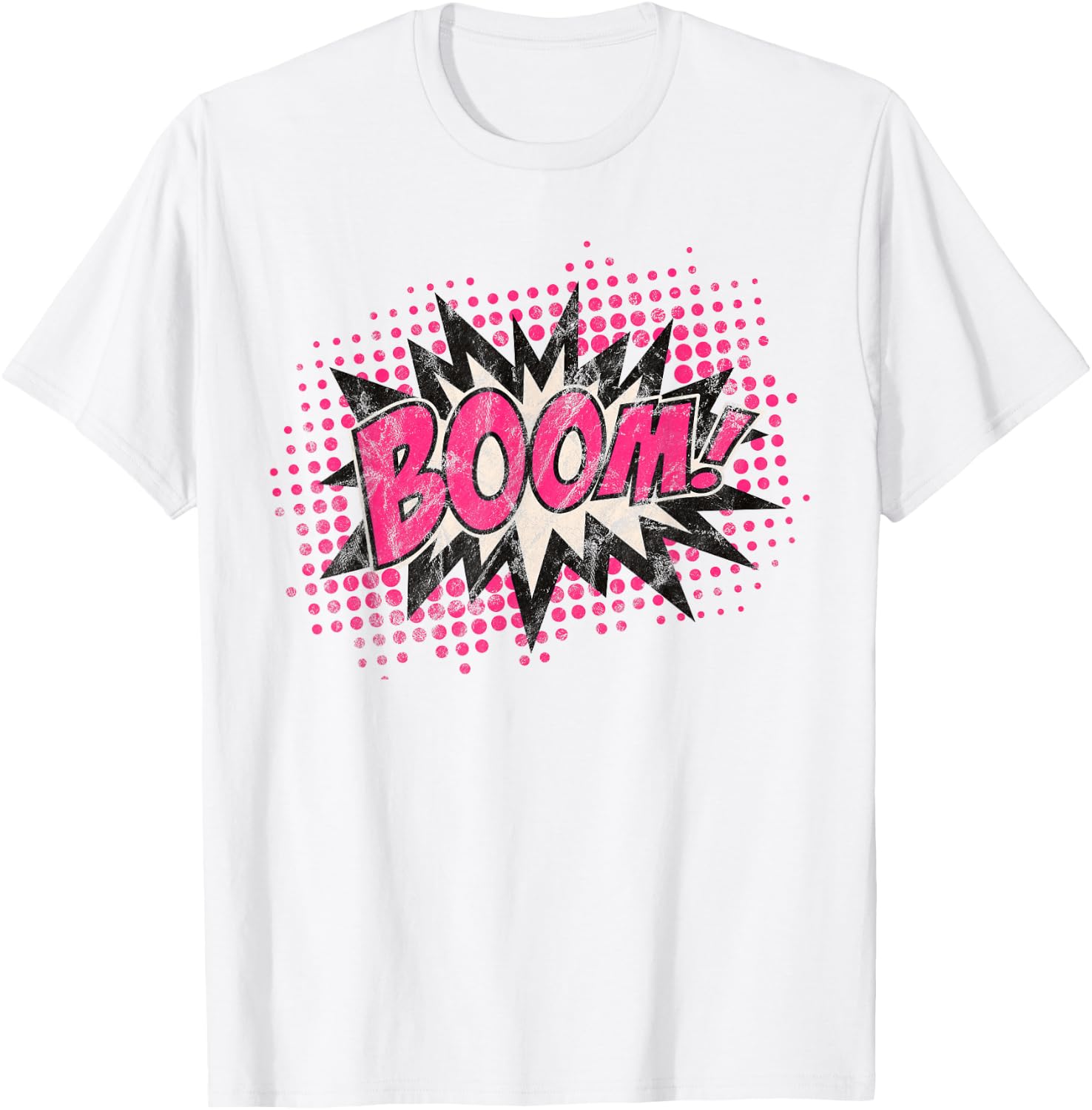 Comic Boom Bang Pow Kaboom Explosion Speech Bubble Vintage T-Shirt - T-Shirt | White