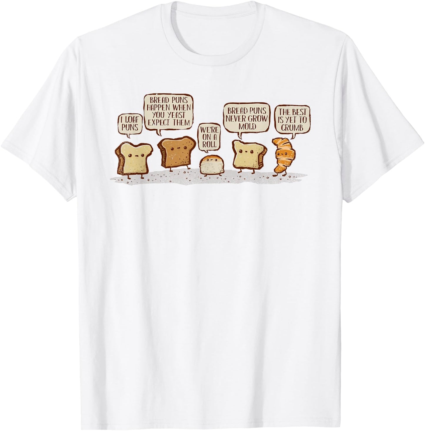 kg07 -Adults White Cotton 80% Polyester 20% Classic Fit Collarless Short Sleeve Small I Loaf Bread Puns T-Shirt - T-Shirt | White