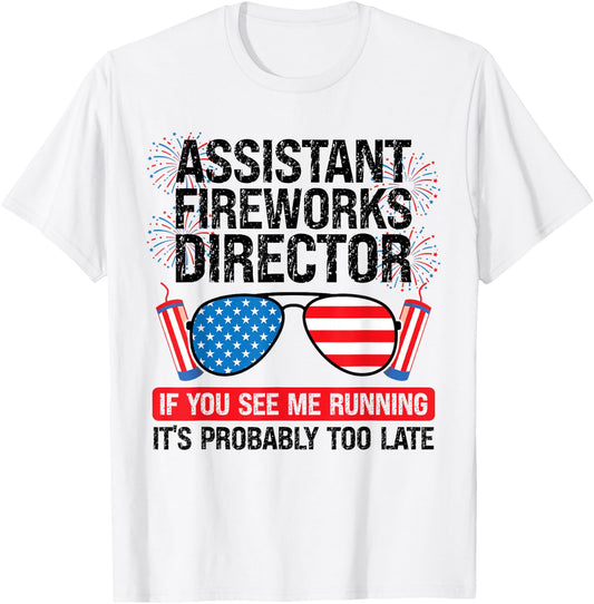 assistant fireworks director me running Assistant firework T-Shirt - T-Shirt | White